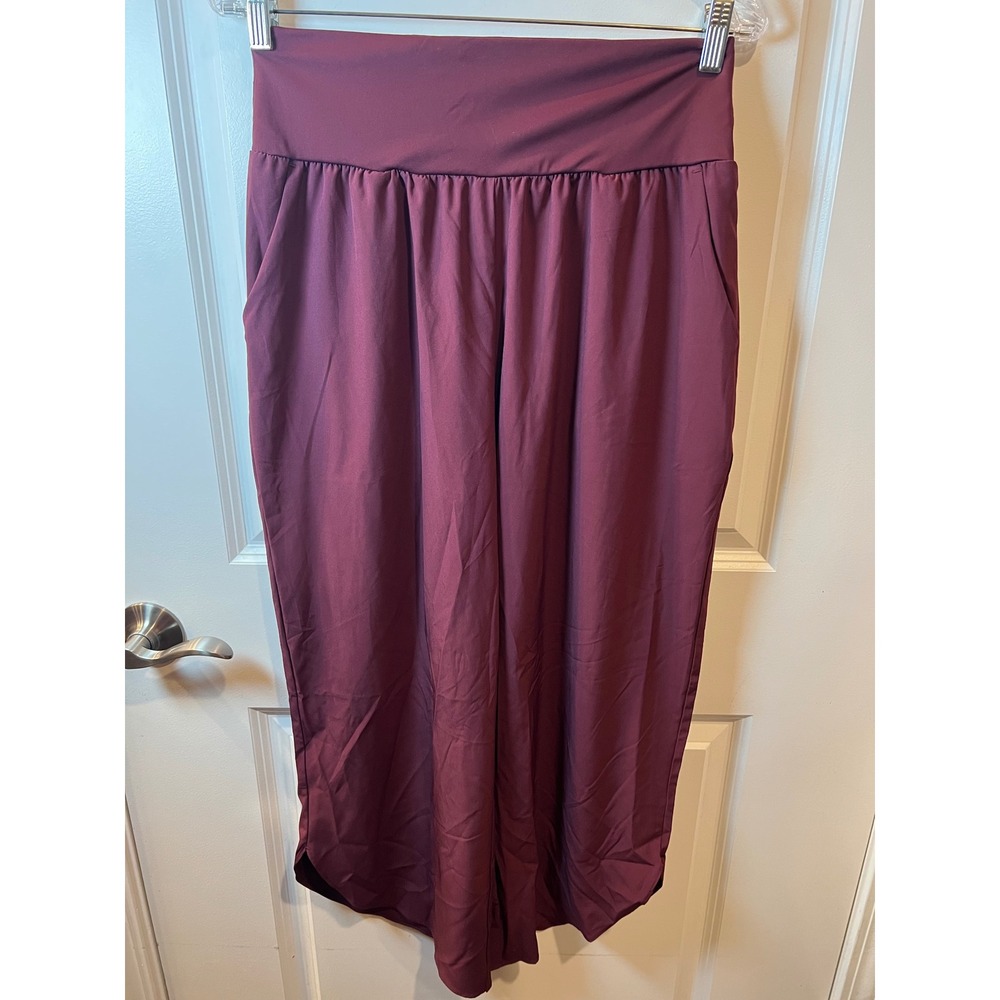 Halara Womens Pants High Waisted Wide Leg Tulip Hem Burgundy Size M L